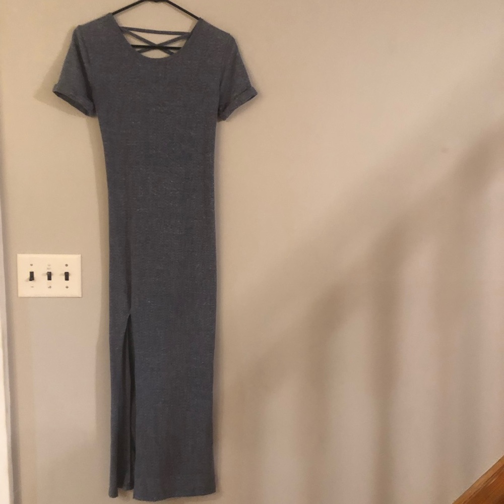 Super comfy grayish blue t-shirt dress